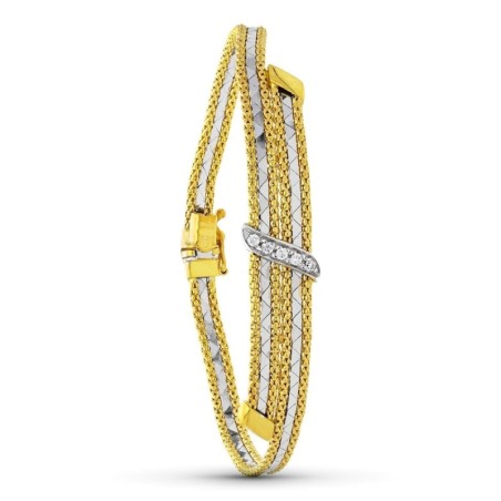 Pulsera Oro Bicolor Circonitas oro 18k