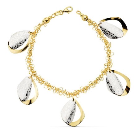 Pulsera Bicolor Fetiches 19Cm oro 18k