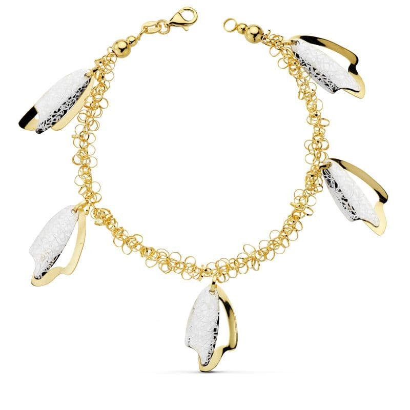 Pulsera Bicolor Fetiches 19Cm oro 18k