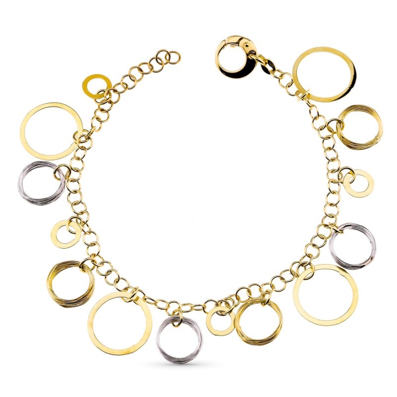 Pulsera Bicolor Aritos oro 18k