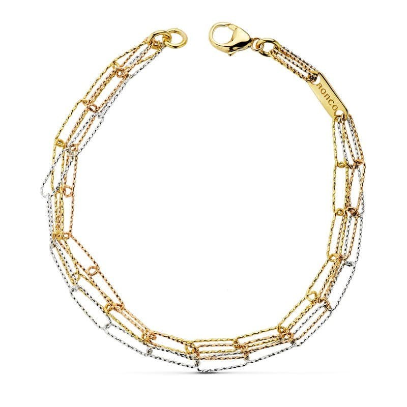 Pulsera Tricolor 19.5Cm oro 18k