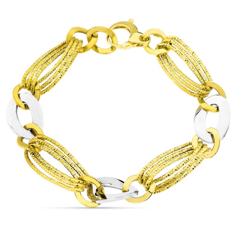 Pulsera Bicolor Eslabones oro 18k