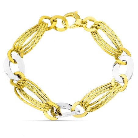 Pulsera Bicolor Eslabones oro 18k