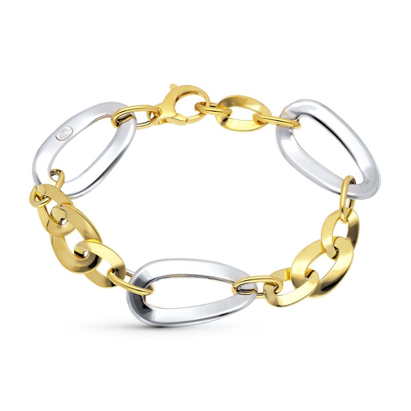 Pulsera Oro Bicolor Eslabones oro 18k