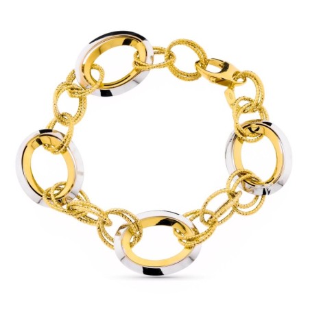 Pulsera Bicolor Eslabones oro 18k