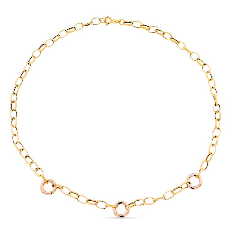 Gargantilla Oro Bicolor Eslabones 45Cm oro 18k