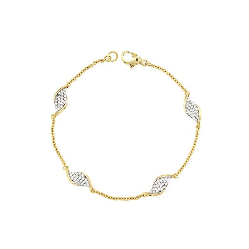 Pulsera Bicolor Circonitas oro 18k