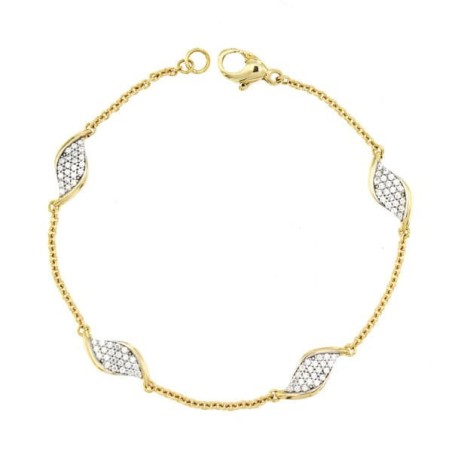 Pulsera Bicolor Circonitas oro 18k