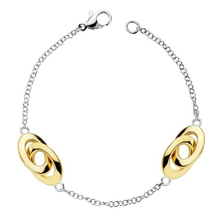 Pulsera Hueca Oro Bicolor 19Cm oro 18k