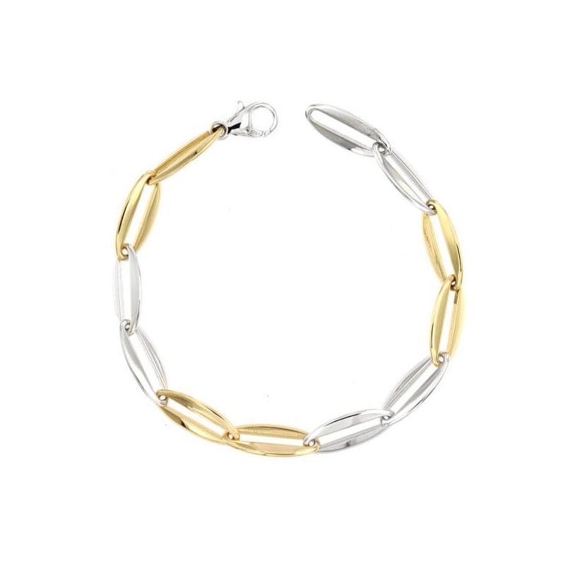 Pulsera Bicolor 20Cm oro 18k
