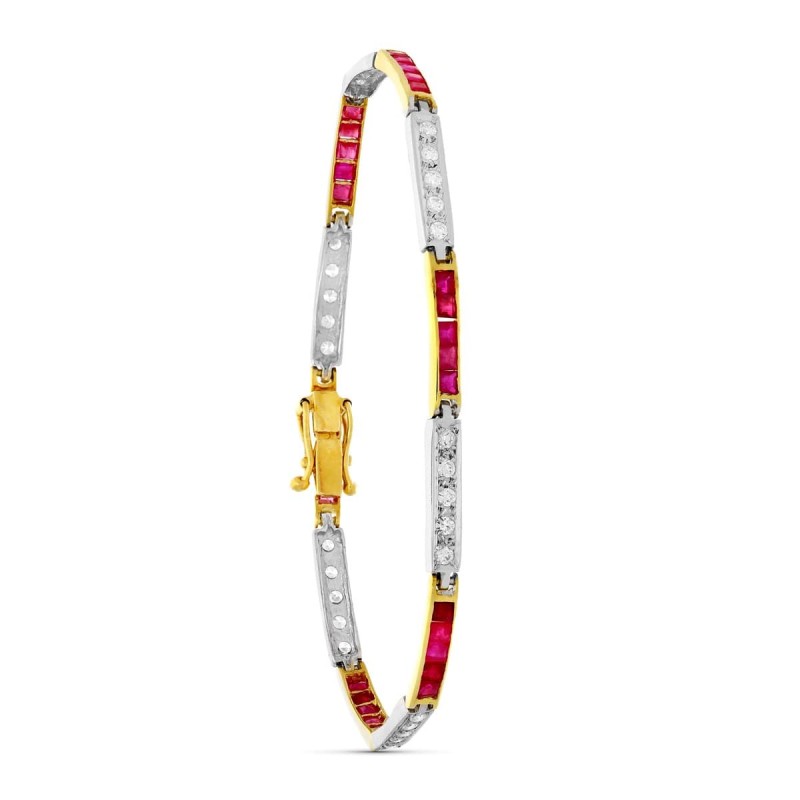 Pulsera Oro Bicolor Rigida Circonitas oro 18k