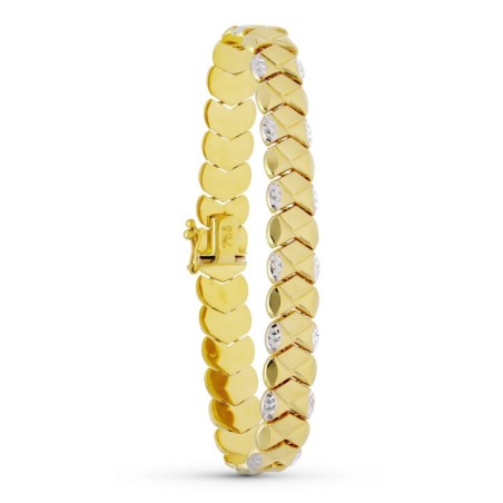 Pulsera Oro Bicolor Estampacion 20.5Cm oro 18k