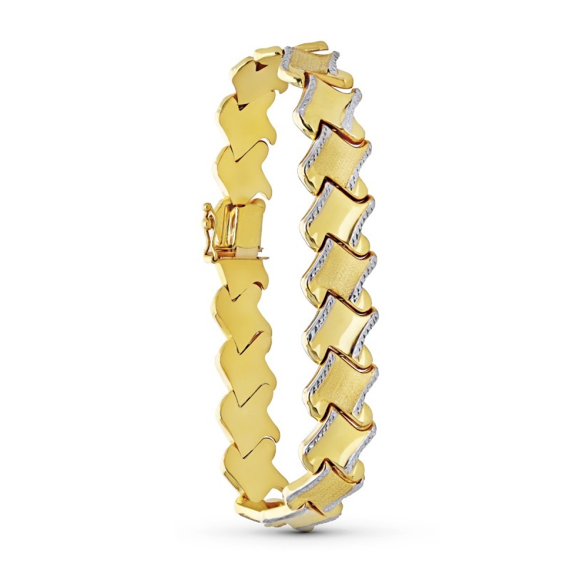 Pulsera Oro Bicolor Estampacion oro 18k