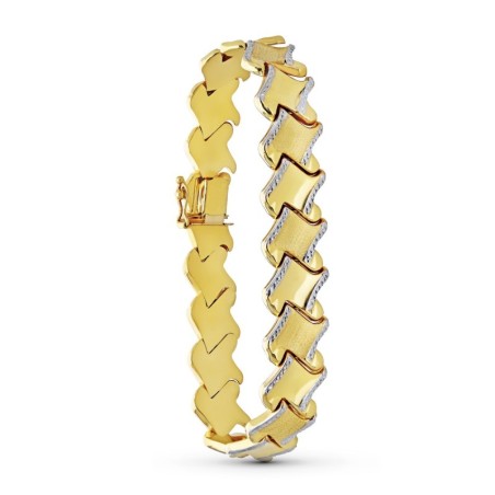 Pulsera Oro Bicolor Estampacion oro 18k