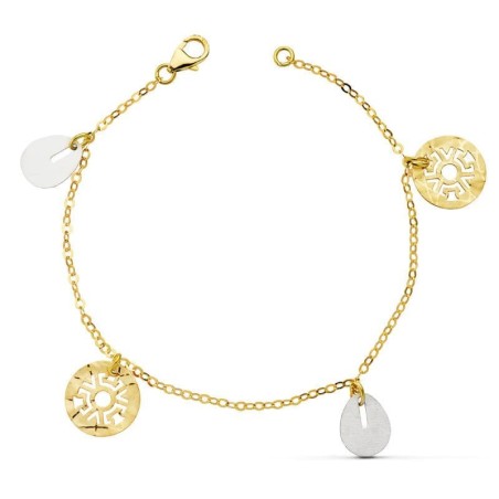 Pulsera Bicolor Fetiches 19Cm oro 18k