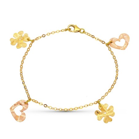 Pulsera Oro Bicolor Fetiches oro 18k