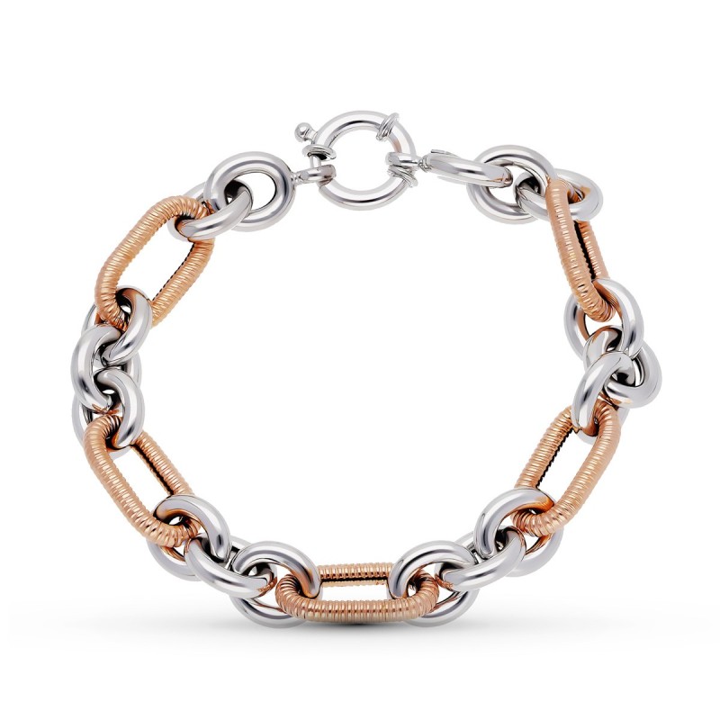 Pulsera Oro Bicolor Eslabones oro 18k