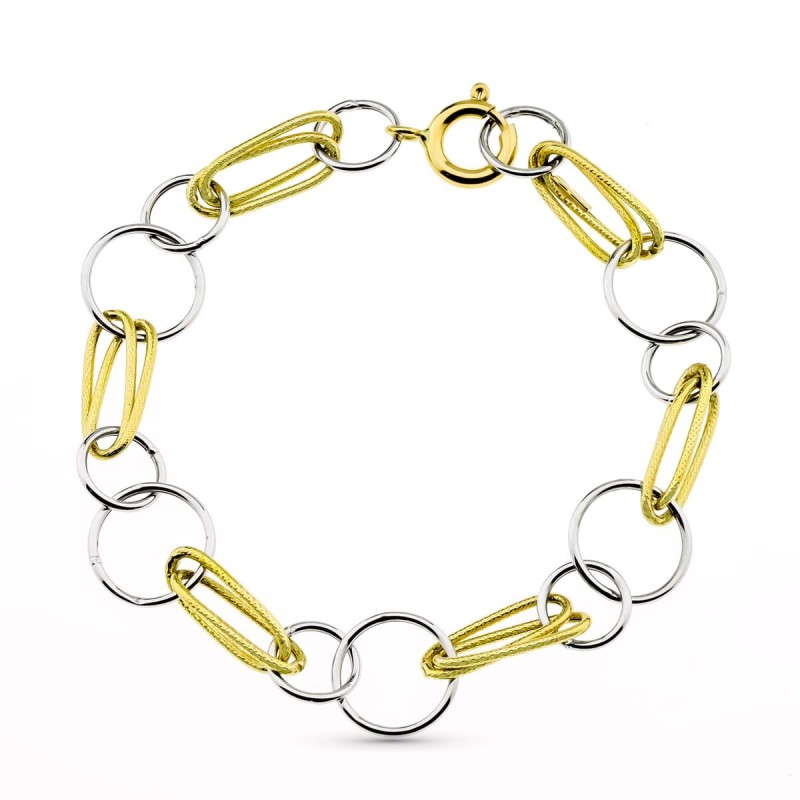 Pulsera Bicolor Eslabones oro 18k