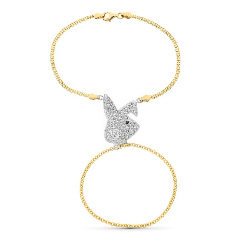 Pulsera Oro Bicolor India Conejito Circo. oro 18k