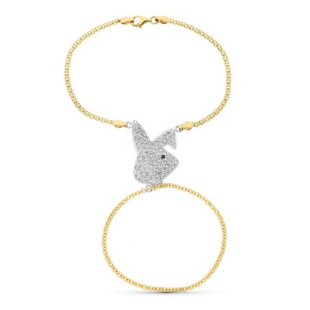 Pulsera Oro Bicolor India Conejito Circo. oro 18k