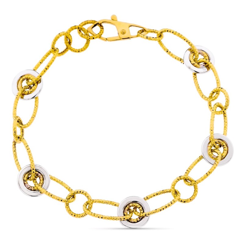 Pulsera Oro Bicolor 18K Eslabones oro 18k