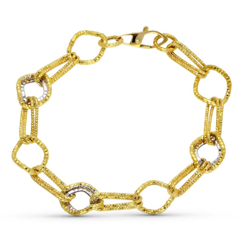 Pulsera Oro Bicolor Eslabones oro 18k