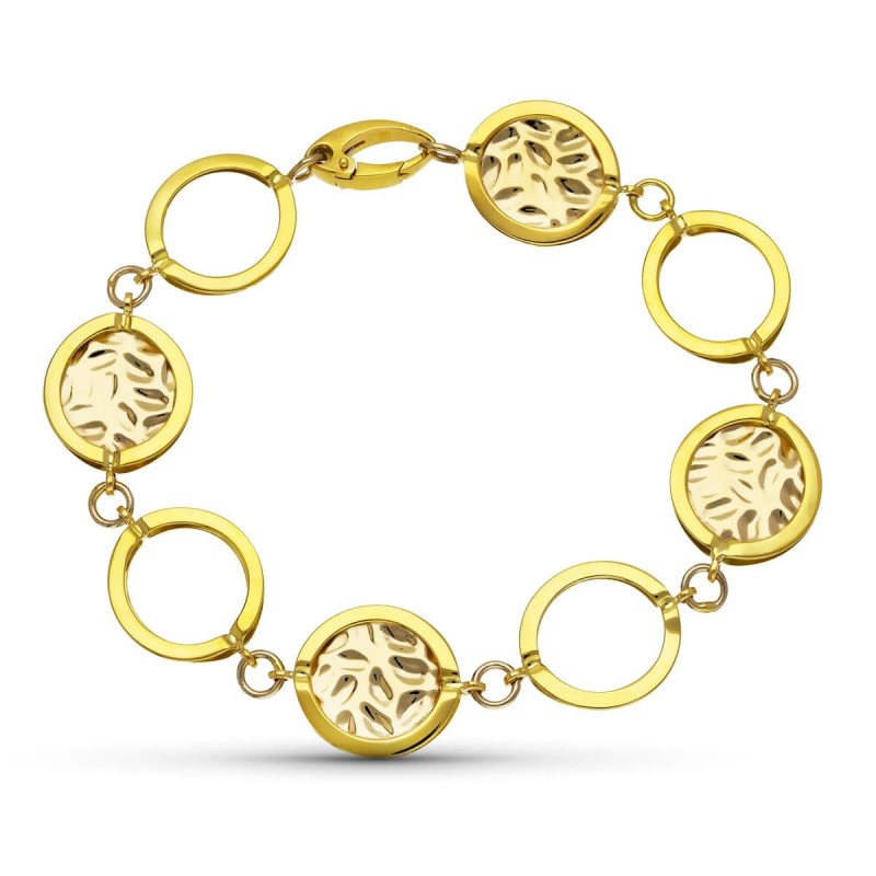 Pulsera Oro Bicolor Greca Laser oro 18k