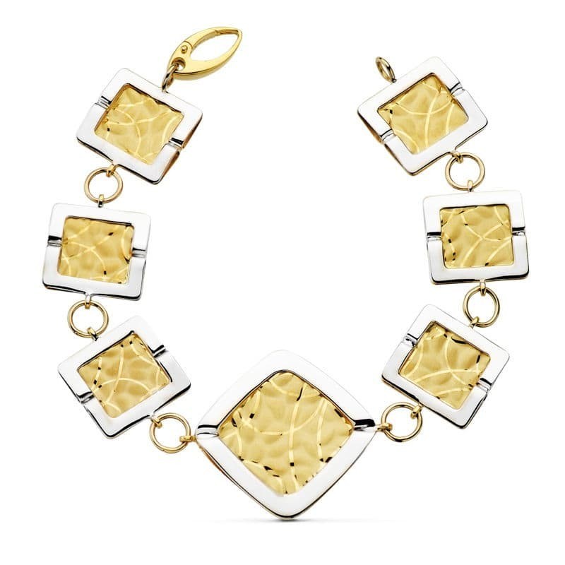 Pulsera Bicolor Laser 19.5Cm oro 18k