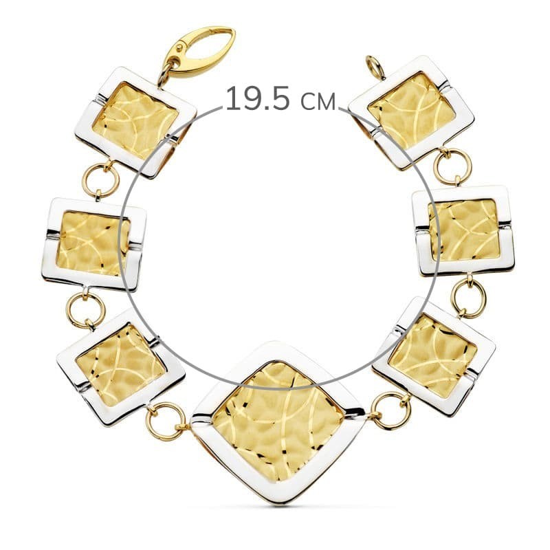 Pulsera Bicolor Laser 19.5Cm oro 18k