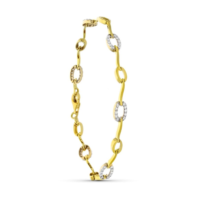 Pulsera Oro Bicolor Circonitas oro 18k