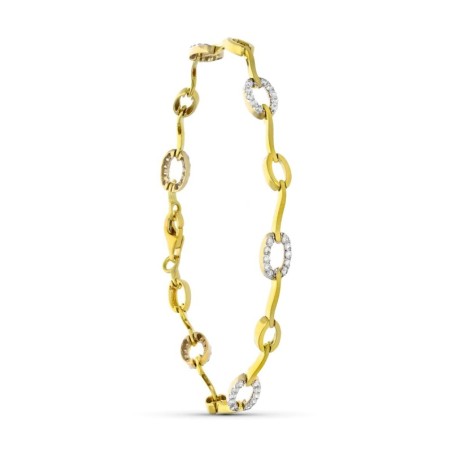 Pulsera Oro Bicolor Circonitas oro 18k