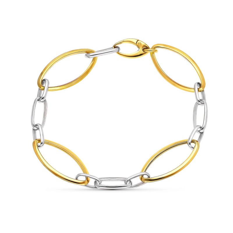 Pulsera Oro Bicolor Eslabones oro 18k