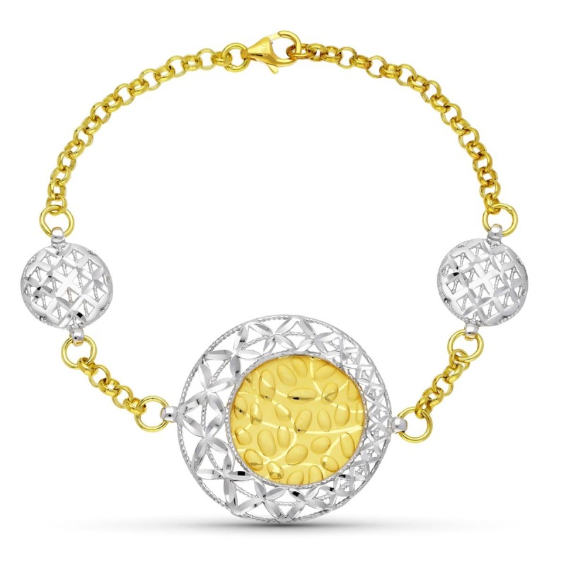 Pulsera Oro Bicolor Laser oro 18k