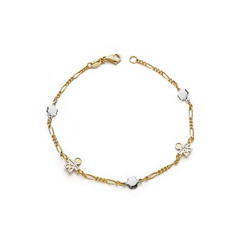 Pulsera Bicolor Niños 19Cm oro 18k