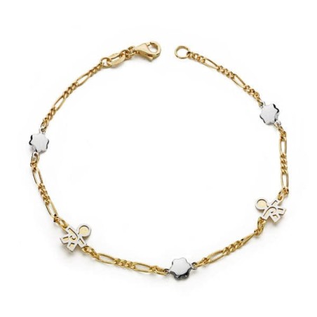 Pulsera Bicolor Niños 19Cm oro 18k