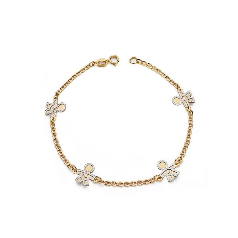 Pulsera Bicolor Niños 19.5 Cm oro 18k