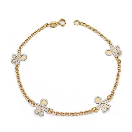 Pulsera Bicolor Niños 19.5 Cm oro 18k