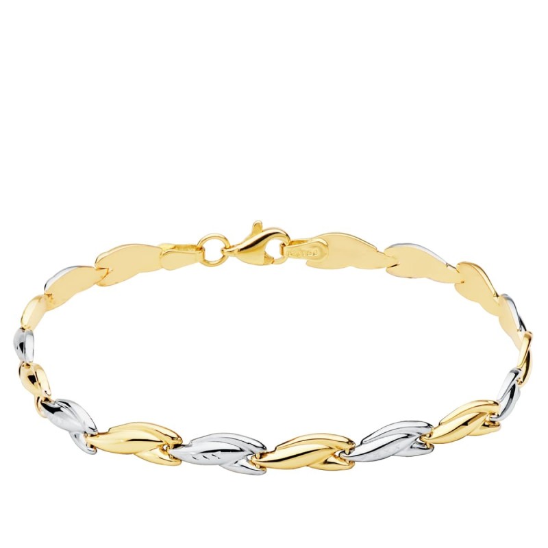 Pulsera Bicolor Estampacion 19Cm oro 18k