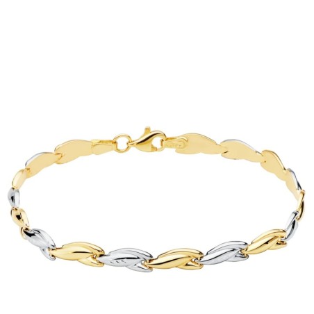 Pulsera Bicolor Estampacion 19Cm oro 18k