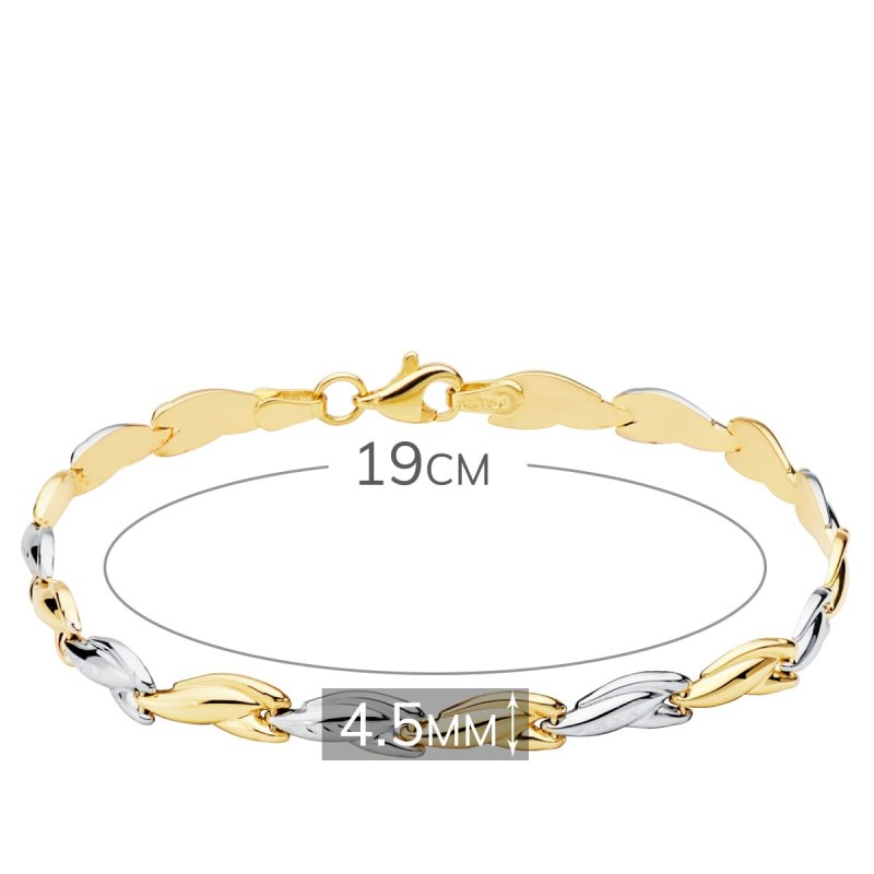 Pulsera Bicolor Estampacion 19Cm oro 18k