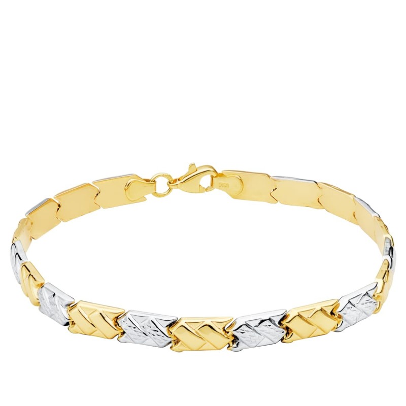 Pulsera Bicolor Estampacion 19Cm oro 18k