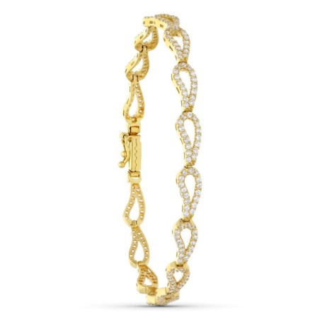 Pulsera Oro Amarillo Circonita Eslabones 19Cm oro 18k