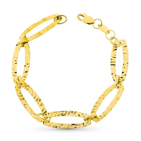 Pulsera Oro Amarillo Eslabones Labrados 20Cm oro 18k