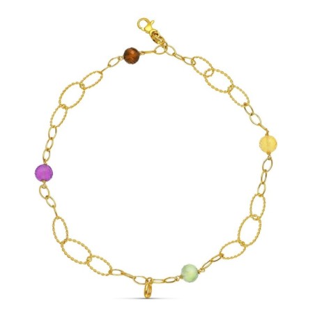 Pulsera Oro Amarillo Eslabones Y Piedras oro 18k