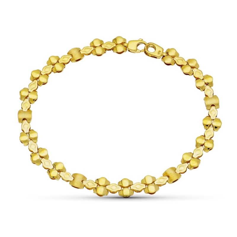 Pulsera Oro Amarillo Mate Y Briilo oro 18k