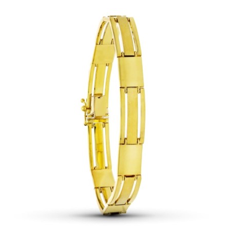Pulsera Oro Amarillo Tramos Mate Y Brillo oro 18k