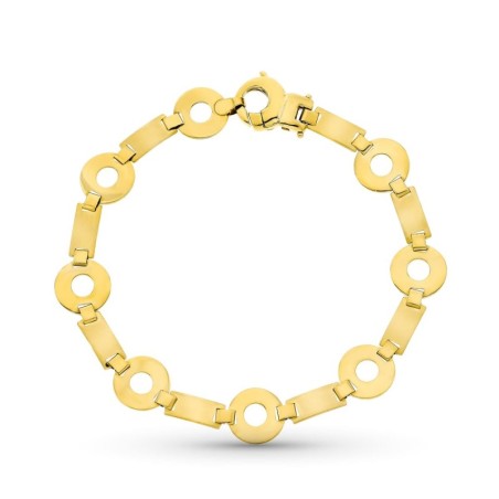 Pulsera Oro Amarillo Circulos Mate Y Brillo 19Cm oro 18k