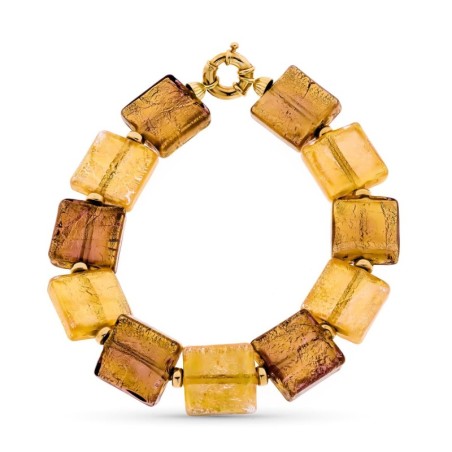 Pulsera Oro Amarillo Y Murano Cuadrado oro 18k
