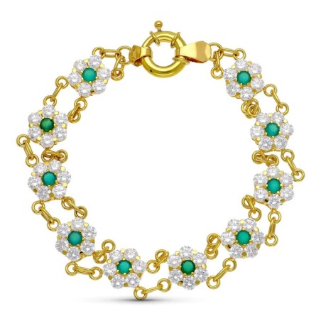 Pulsera Oro Amarillo Cuajos Circonitas oro 18k