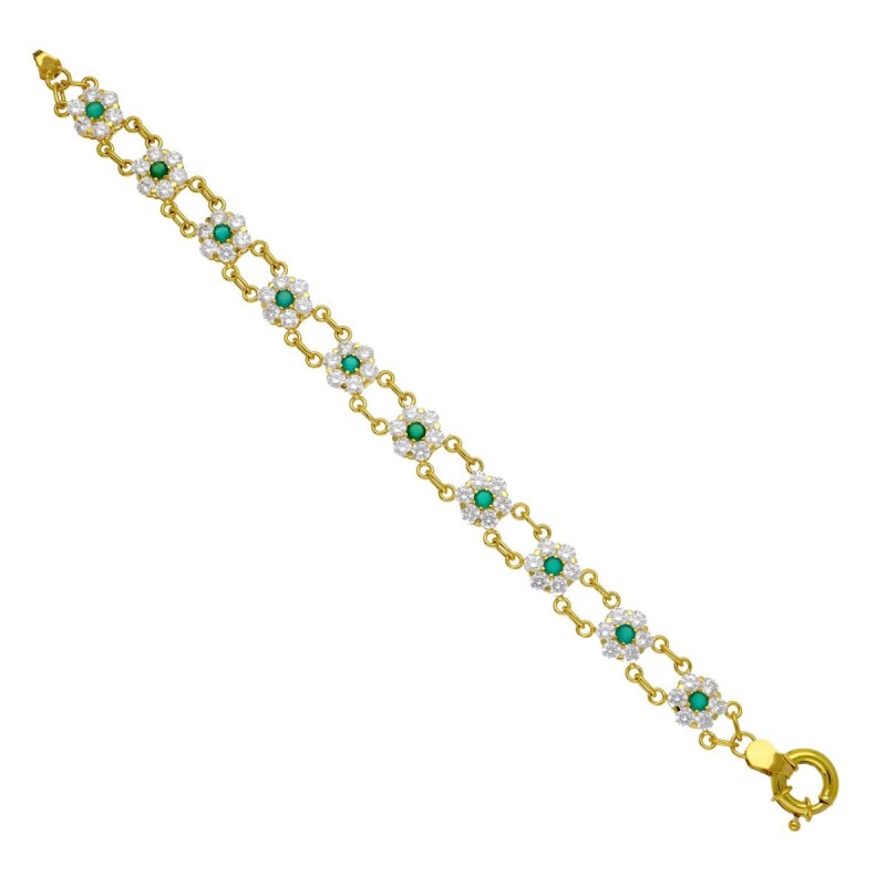 Pulsera Oro Amarillo Cuajos Circonitas oro 18k
